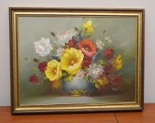 1 x Original Oil Painting Of Flowers On Canvas - Signed By The Artist - Dimensions: 36 x 46cm - Ref: