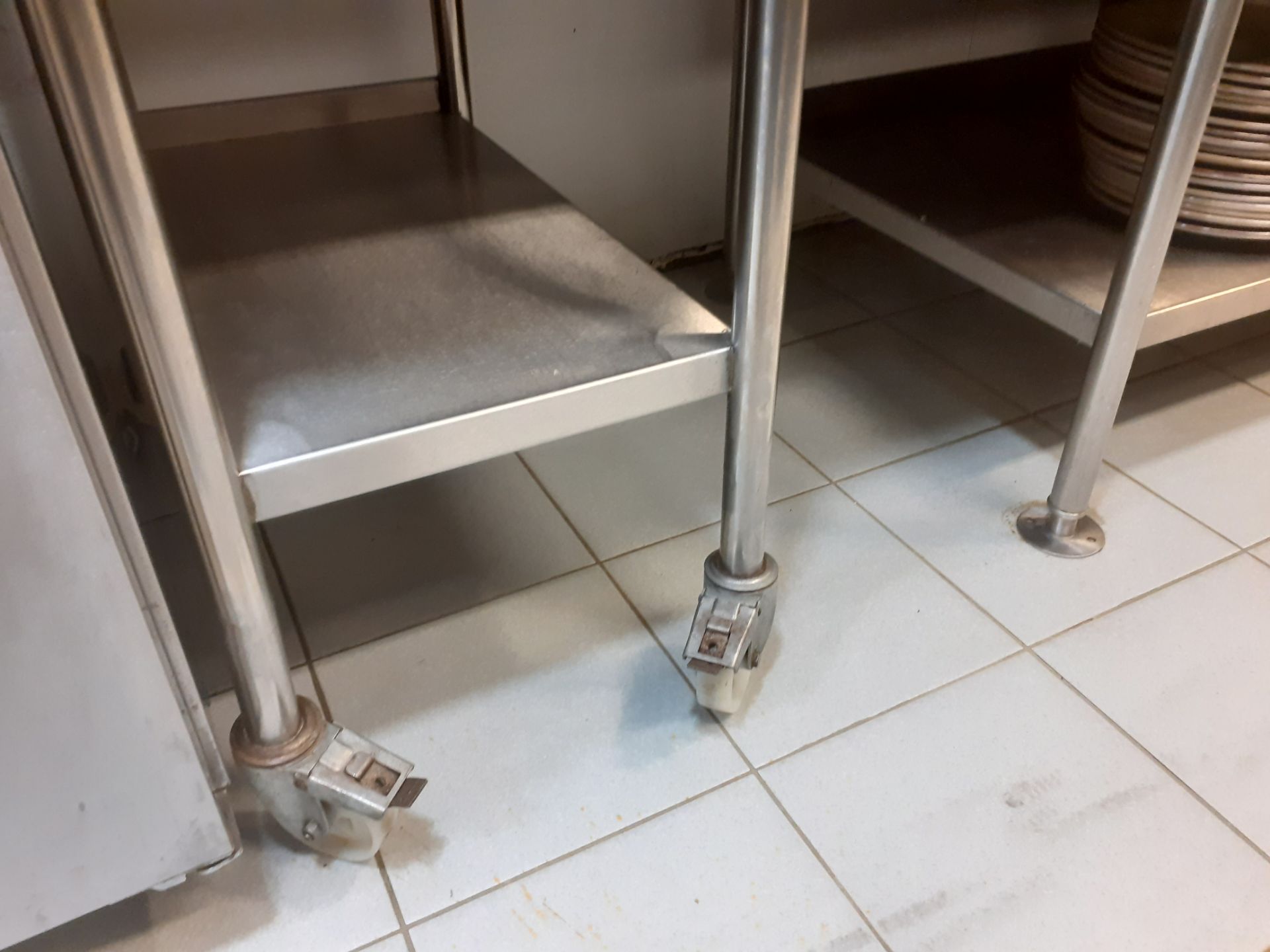 1 x Stainless Steel Prep Table With Undercounter and Castors - CL582 - Location: London EC4V - Image 4 of 4