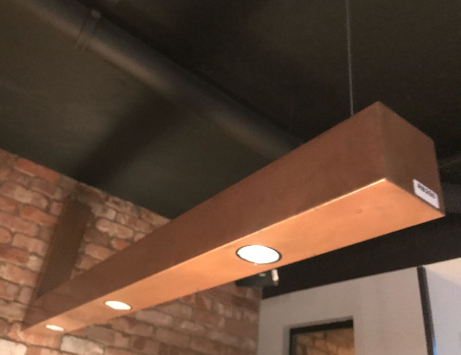 1 x Overhead Industrial Style Lighting Fixture in Copper - Features Triple Down Lights and Wall