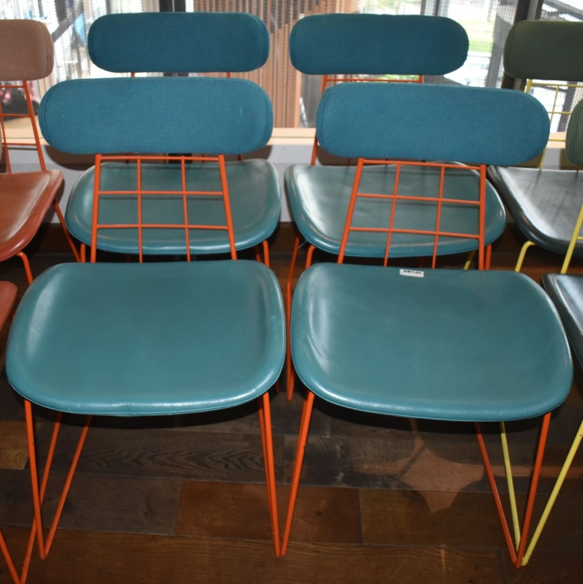 4 x Contemporary Dining Chairs in Green and Orange - Ref: RB140 - CL558 - Location: Altrincham