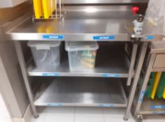 1 x Stainless Steel Prep Table With Undershelves and Commercial Can Opener - CL582 - Location: