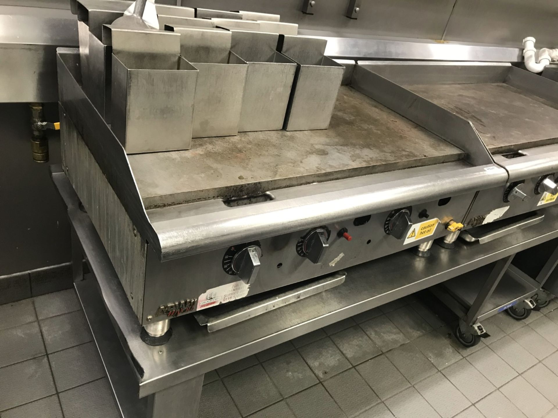 2 x APW Wyott Heavy Duty Countertop Griddles With Stand on Castors - Each Griddle Size W92 x D65 cms - Image 2 of 11