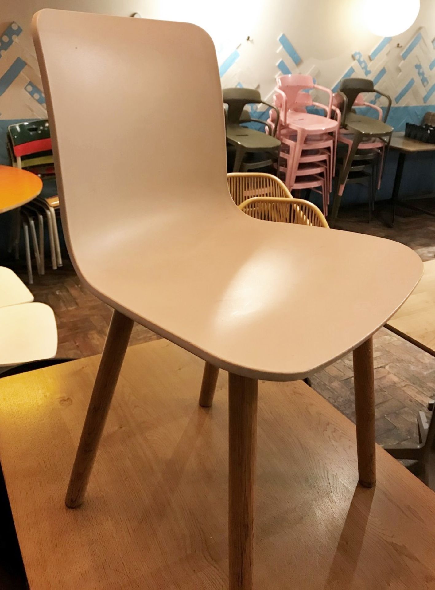 4 x Dining Chairs With Wooden Legs and White Seats - CL554 - Ref IM237 - Location: Altrincham WA14 - Image 2 of 2