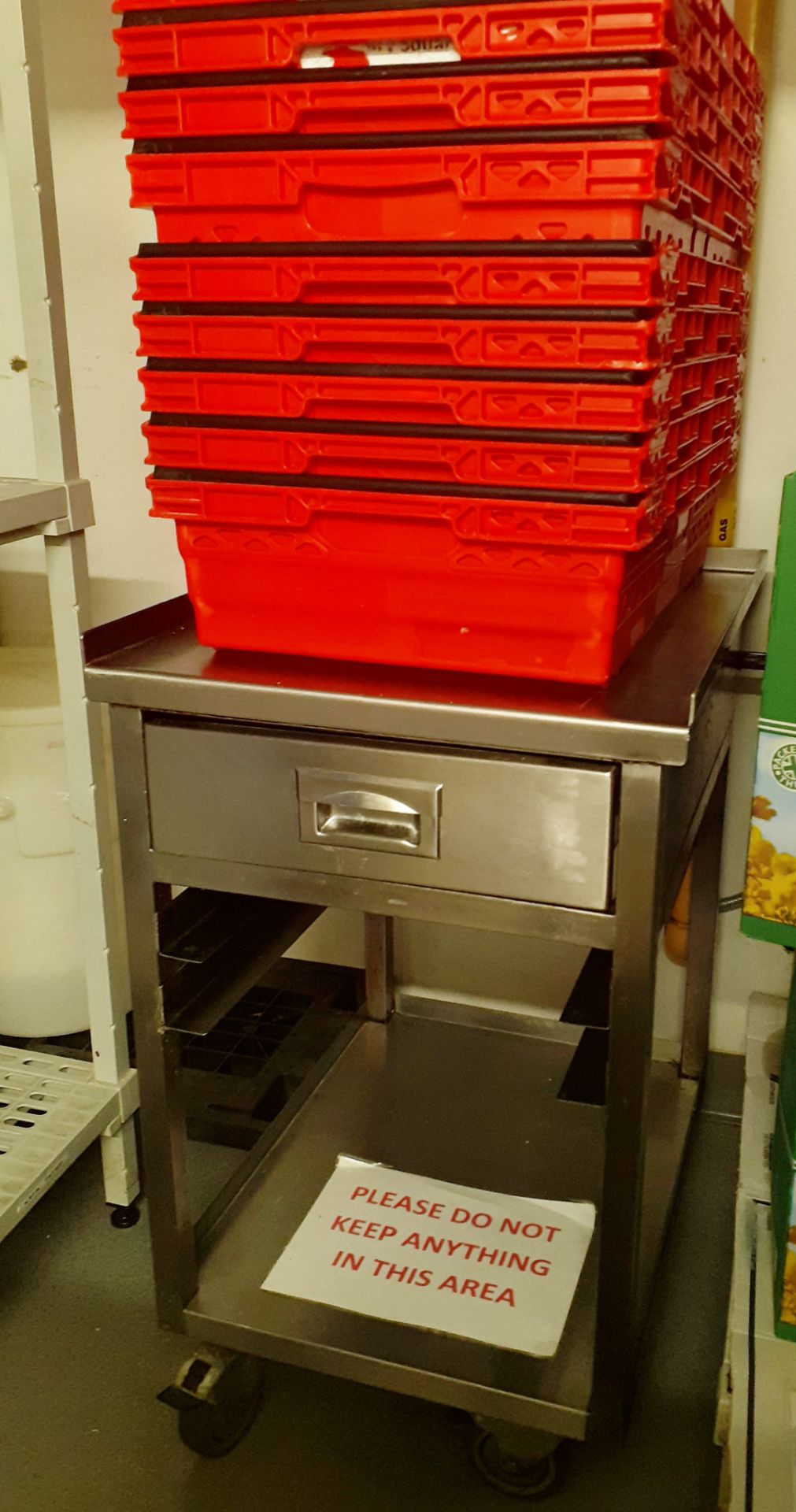 Assorted Job Lot Including Stainless Steel Trolley, Selection of Storage Crates, Plastic Trolley and