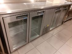 1 x Williams TBB4GSS Four Door Backbar Bottle Cooler With Prep Bench Top -240v  - Location: London