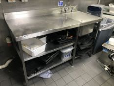 1 x Stainless Steel Prep Bench With Wash Basin, Basin Cover and Mixer Tap - Sise H90 x W150 x D70