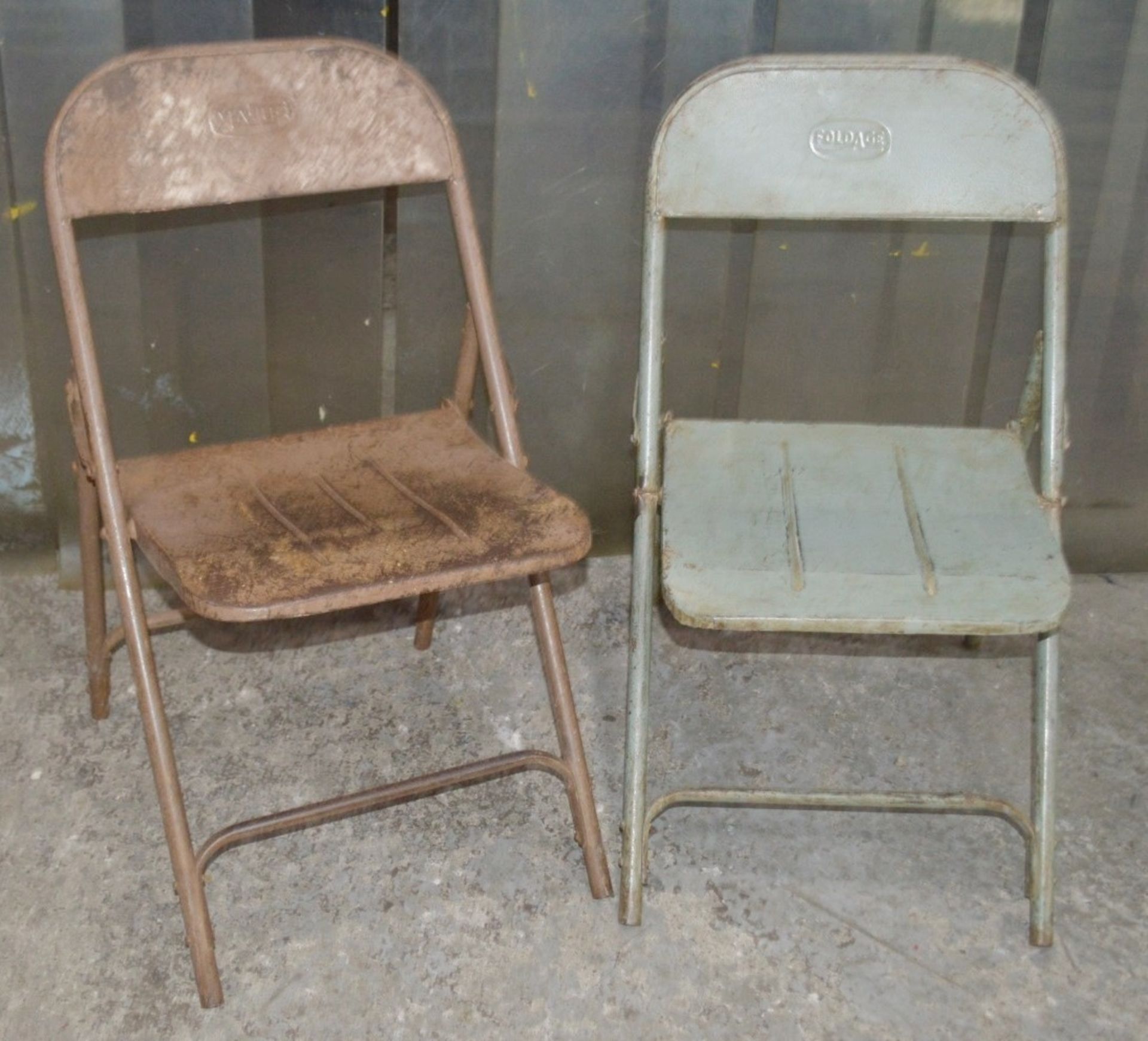 5 x Assorted Rustic Folding Metal Chairs - Dimensions (approx): H78 x W44 x D49cm, Seat 42cm - Image 6 of 6