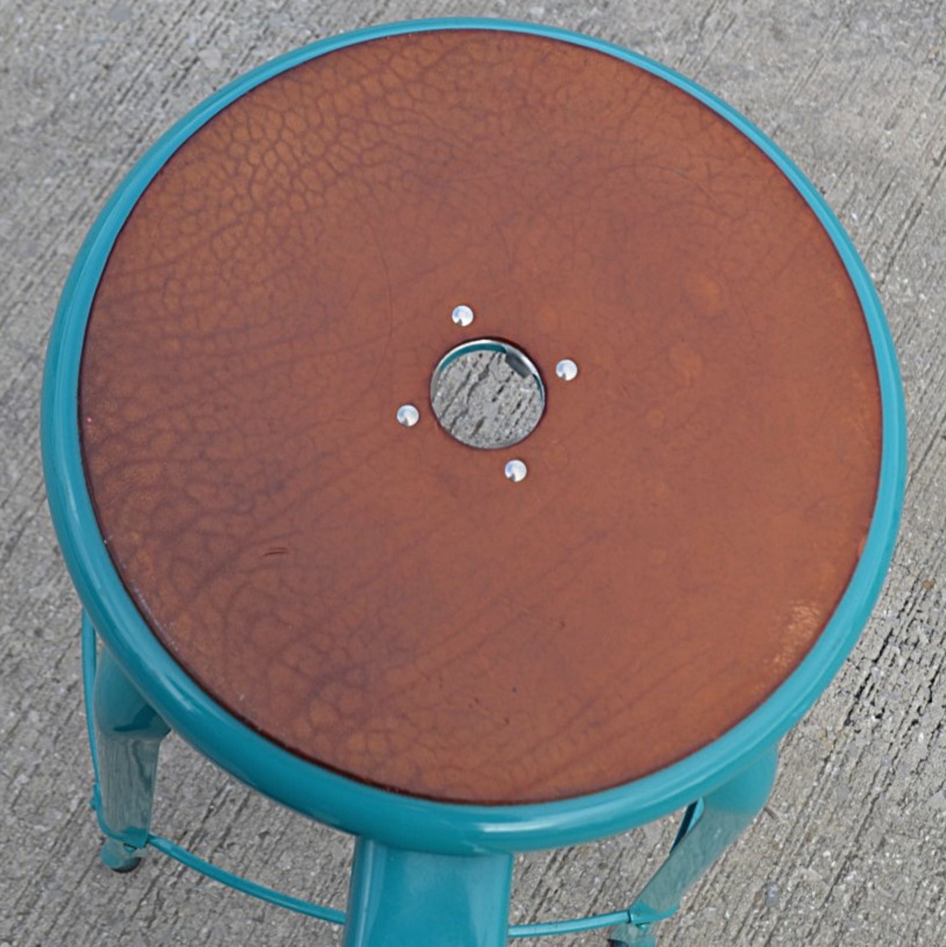 3 x Genuine Nicolle® French Metal Stools In Glossy Turquoise Blue, With Pads - Original Price £900 - Image 3 of 4