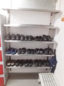 5 x Stainless Steel Wall Mounting Shelves With Approximately 15 Pairs of Workshoes - CL582 -