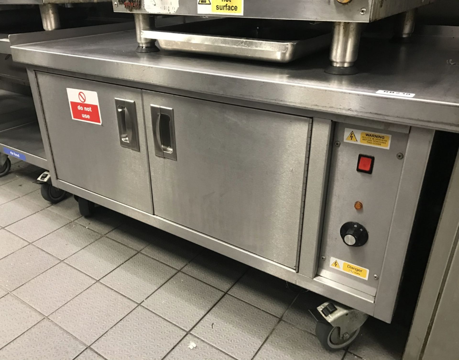 1 x Stainless Steel Commercial Hot Cabinet For Warming Plates or Food - Approx Size L120 x D80 cms -