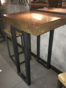 1 x Restaurant Poser Table With Industrial Metal Base and Copper Top - Size H110 x W60 x D75 cms -