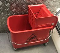 1 x Lot of Cleaning Equipment to Include Commercial Mop Bucket and Two Dustpan and Brush Sets With