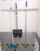 1 x Wall Mounted Handle Stand For Mops, Brushes, Dustpans etc - Includes Mop Handle, Sweeping