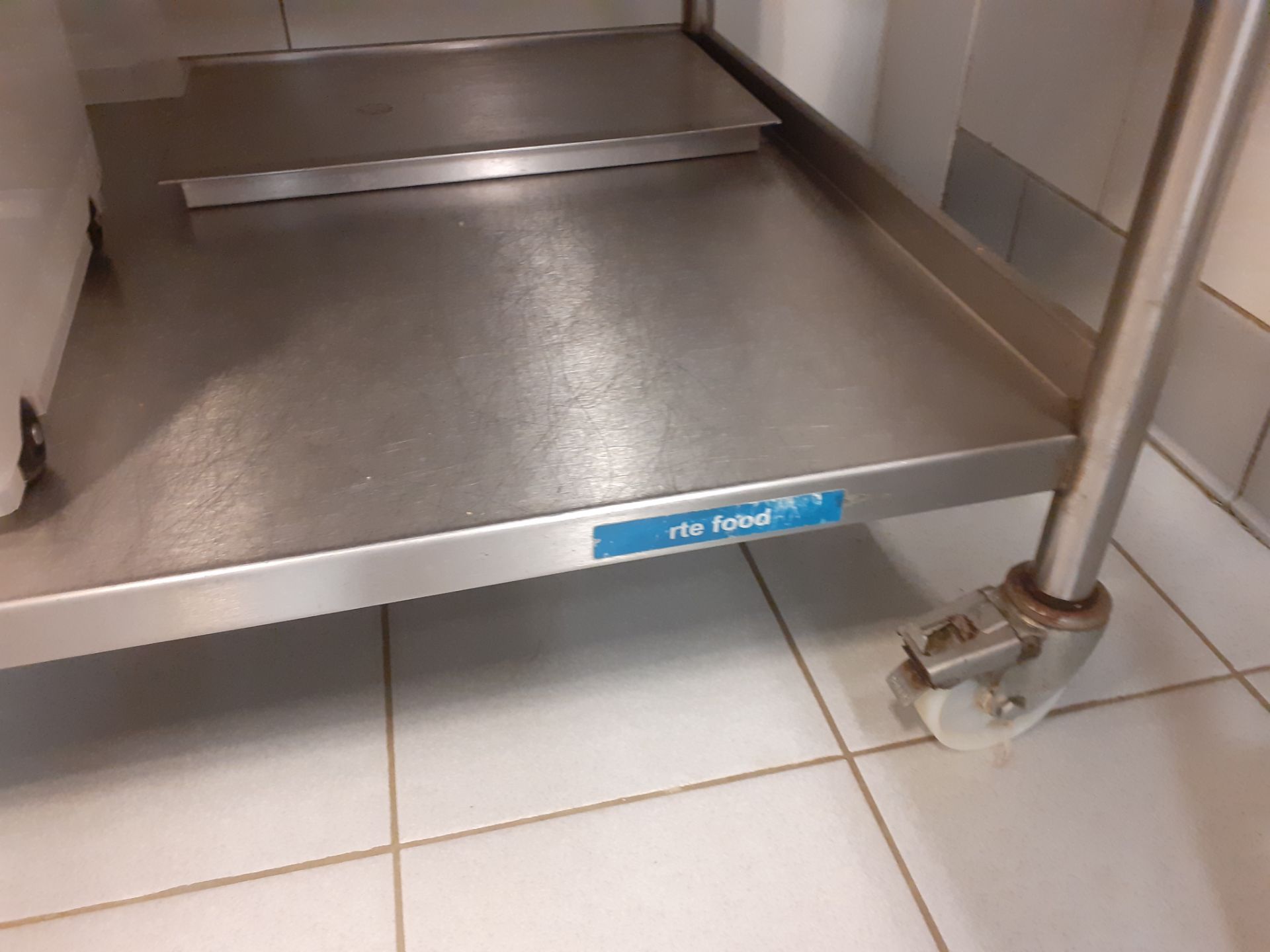 1 x Stainless Steel Prep Counter on Castors - Features Upstand and Undershelf - CL582 - Location: - Image 3 of 4