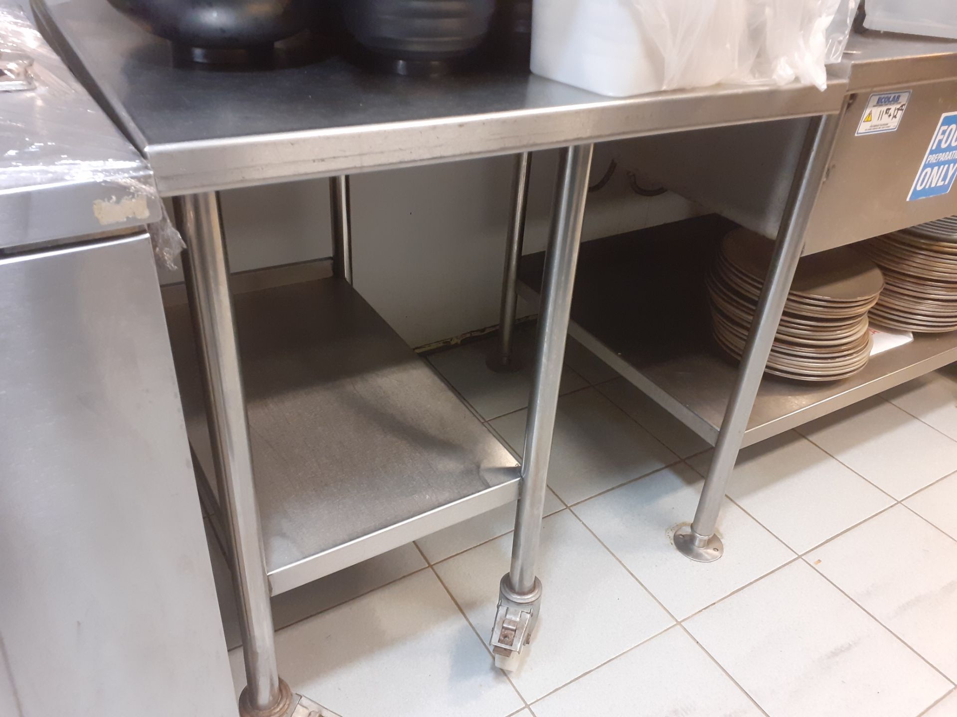 1 x Stainless Steel Prep Table With Undercounter and Castors - CL582 - Location: London EC4V - Image 3 of 4