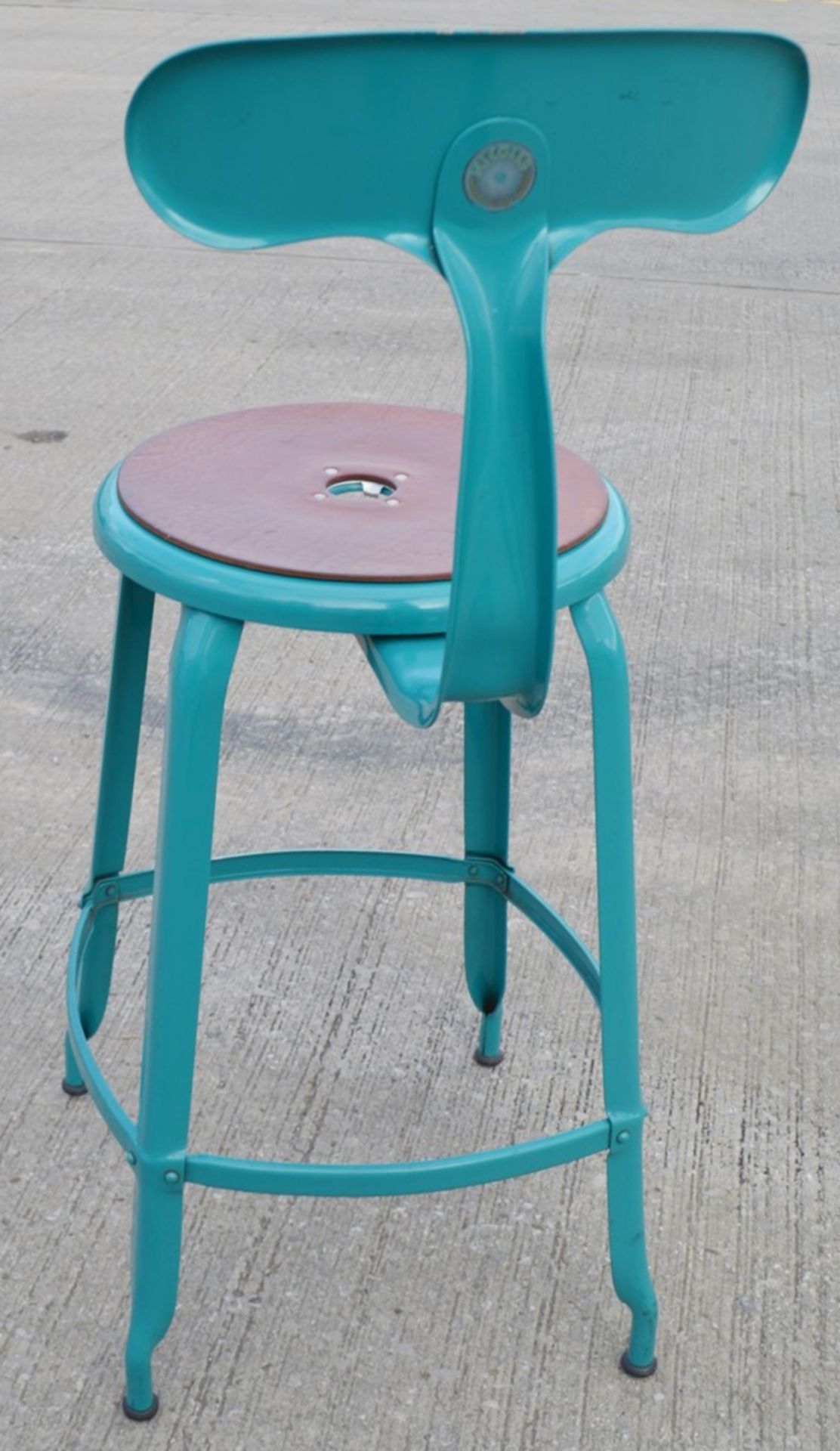 3 x Genuine Nicolle® French Metal Stools In Glossy Turquoise Blue, With Pads - Original Price £900 - Image 4 of 4