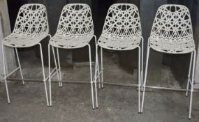 4 x Commercial Outdoor Bar Stools In White - Dimensions: H108 x W52 x D50cm, Seat Height 73cm