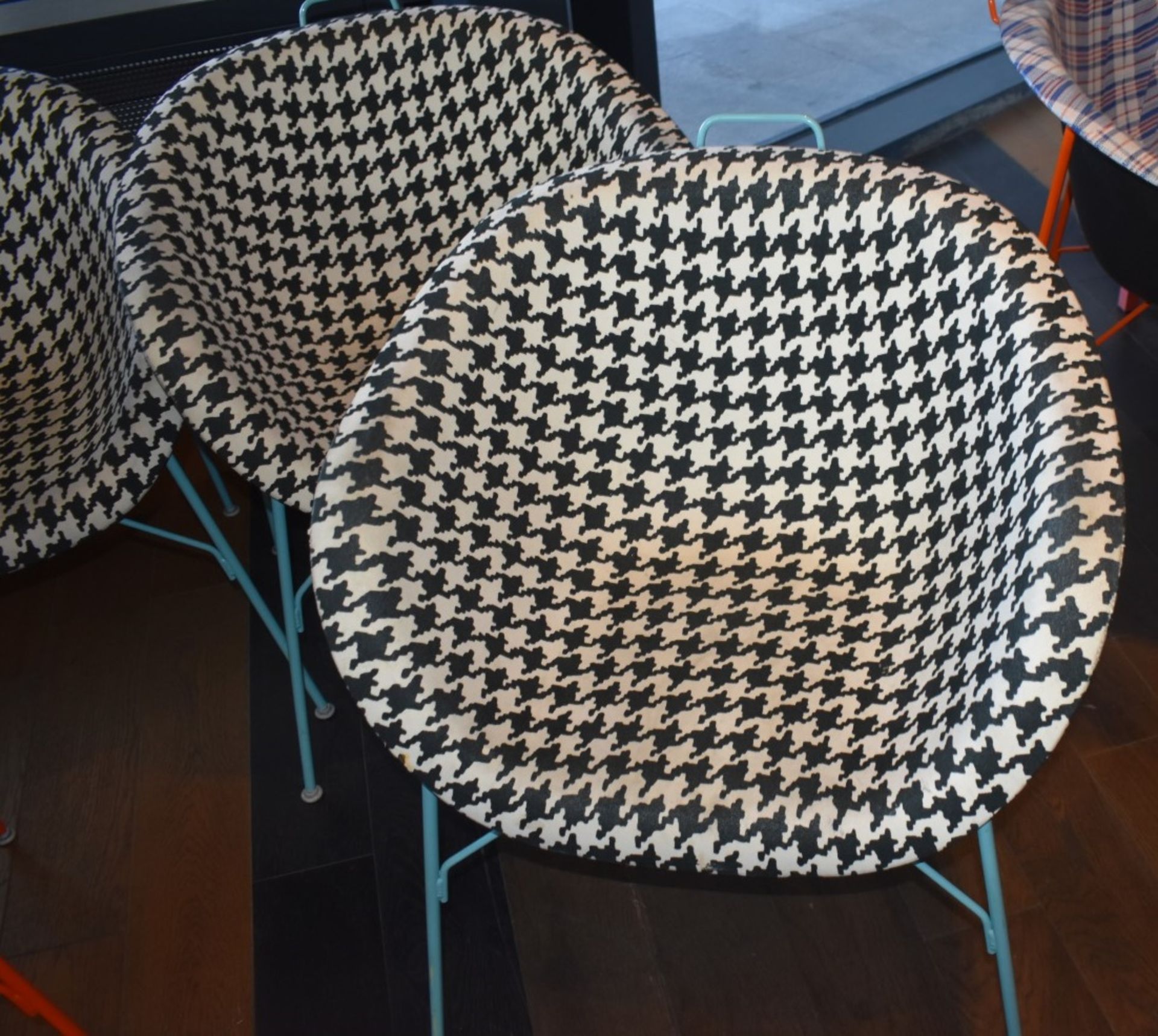 3 x Tub Chairs With Blue Bases and Black / White Design Seats - Ref: RB128 - CL558 - Location: - Image 2 of 2