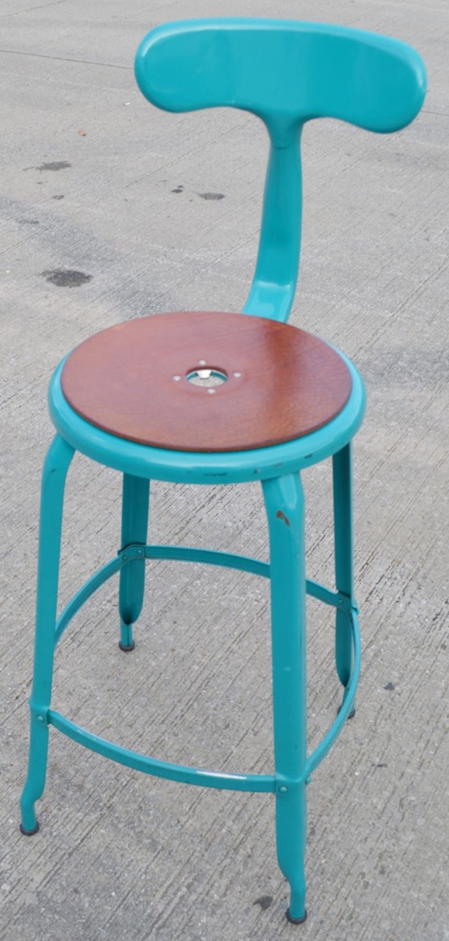 3 x Genuine Nicolle® French Metal Stools In Glossy Turquoise Blue, With Pads - Original Price £900