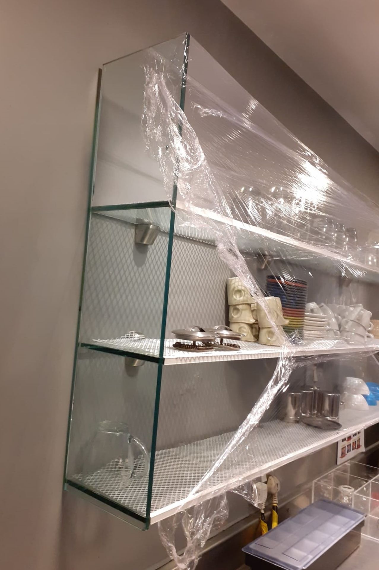 1 x Three Tier Wall Mounted Glass Shelf Unit  - CL582 - Location: London EC4V - Image 2 of 5