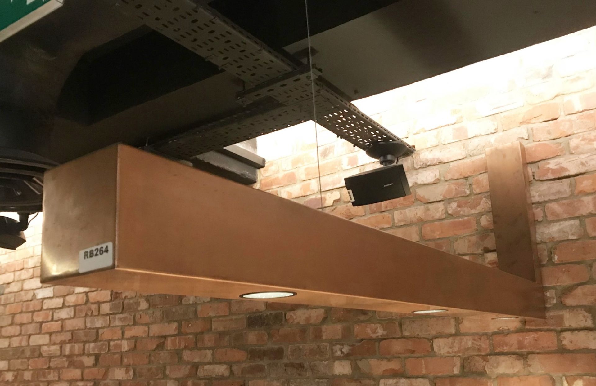 1 x Overhead Industrial Style Lighting Fixture in Copper - Features Triple Down Lights and Wall - Image 4 of 5