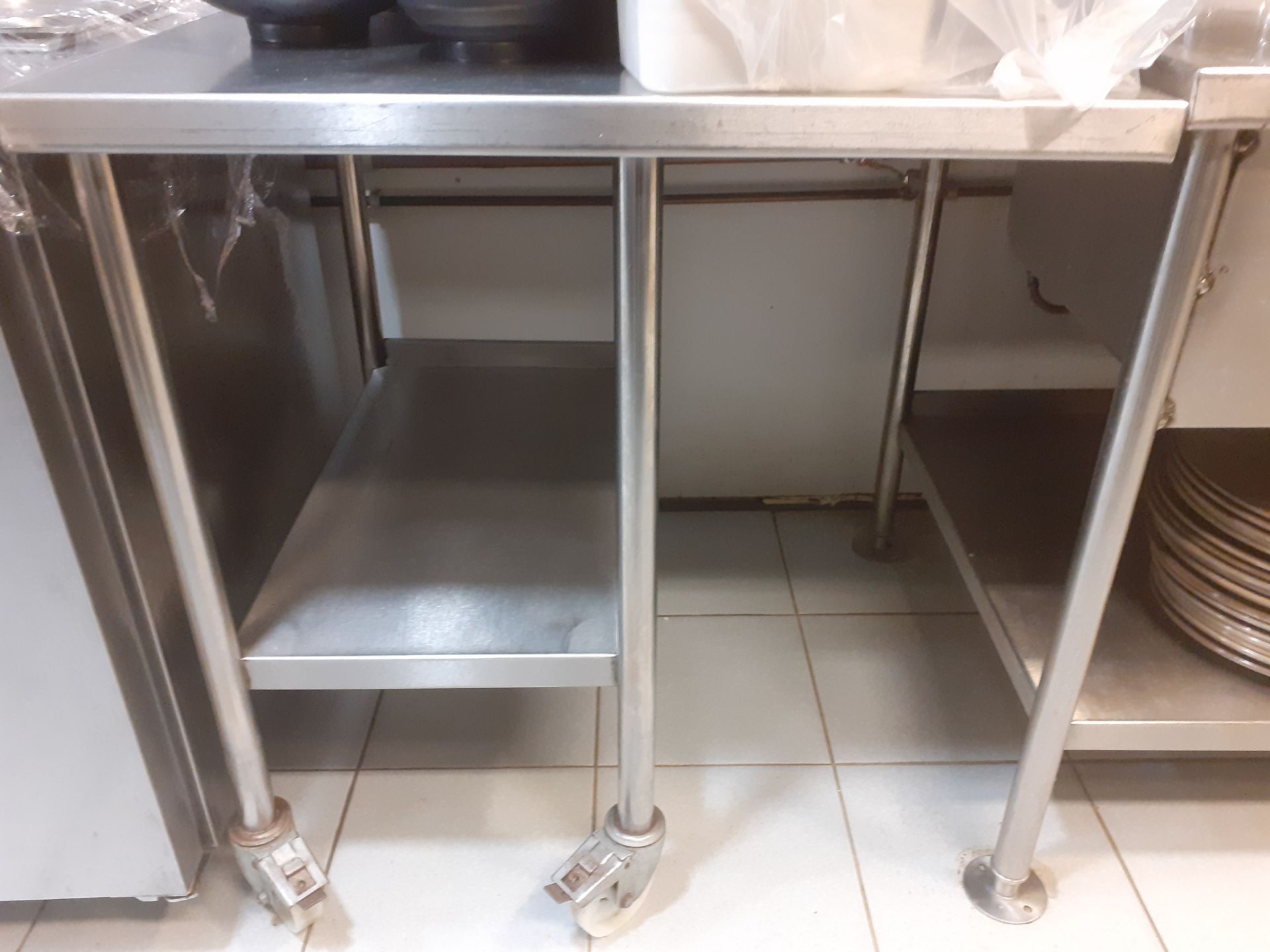 1 x Stainless Steel Prep Table With Undercounter and Castors - CL582 - Location: London EC4V - Image 2 of 4