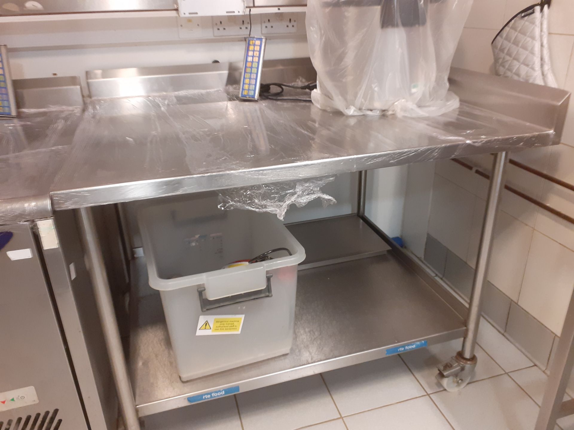1 x Stainless Steel Prep Counter on Castors - Features Upstand and Undershelf - CL582 - Location: - Image 2 of 4
