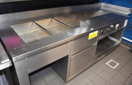 1 x Bespoke Stainless Steel Baine Marie Food Warmer Prep Unit - 230v - Large Size - H90 x W234 x