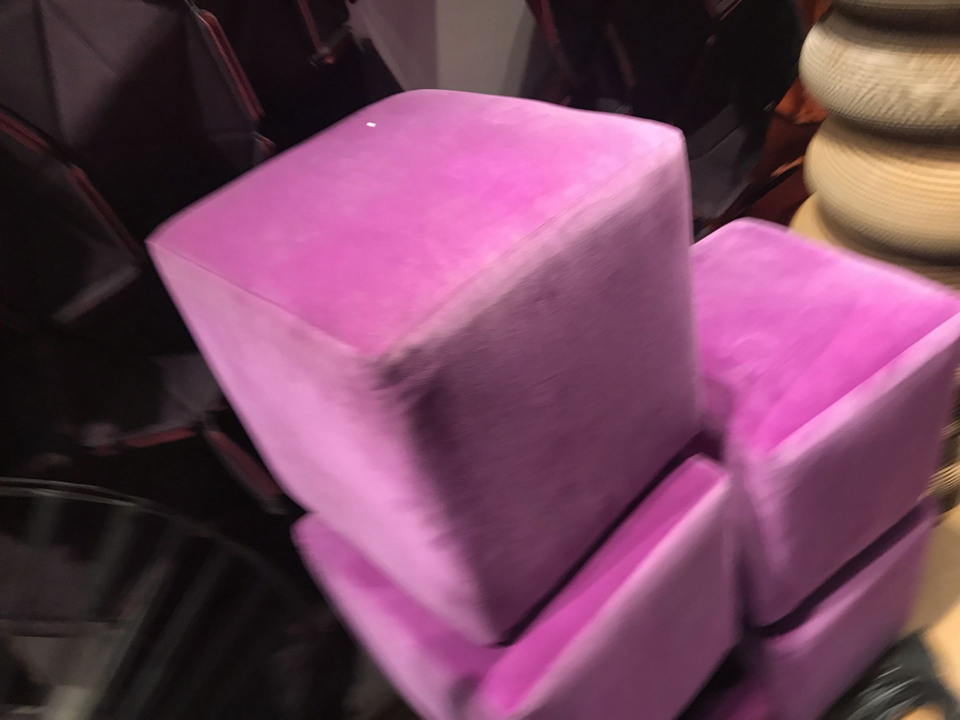 5 x Pink Velvet Cube Seating Stools / Footrests - Size 42 x 42 cms - Ref: 130 - CL587 - Location: - Image 3 of 4