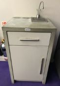1 x Beauticians Polished Stone Hand Wash Cabinet With White Gloss Doors and Insinkerator Steaming