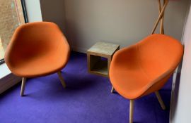 2 x Contemporary Orange Fabric Bucket Chairs - Redf: 139 - CL587 - Location: London WC2H 1 x Habitat