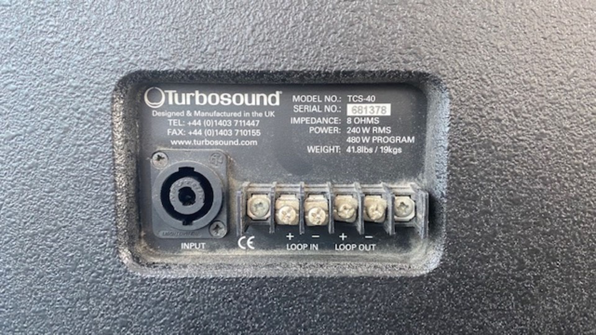 4 x Turbosound TCS-40 Grey Passive Speakers 480watt A/F - Ref: 892 - CL581 - Location: Altrincham - Image 2 of 2