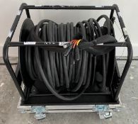 1 x 4-Way Cat 5 E On Reel Drum With Ethercon Connectors in Wheeled Flight Case - Ref: 350 -