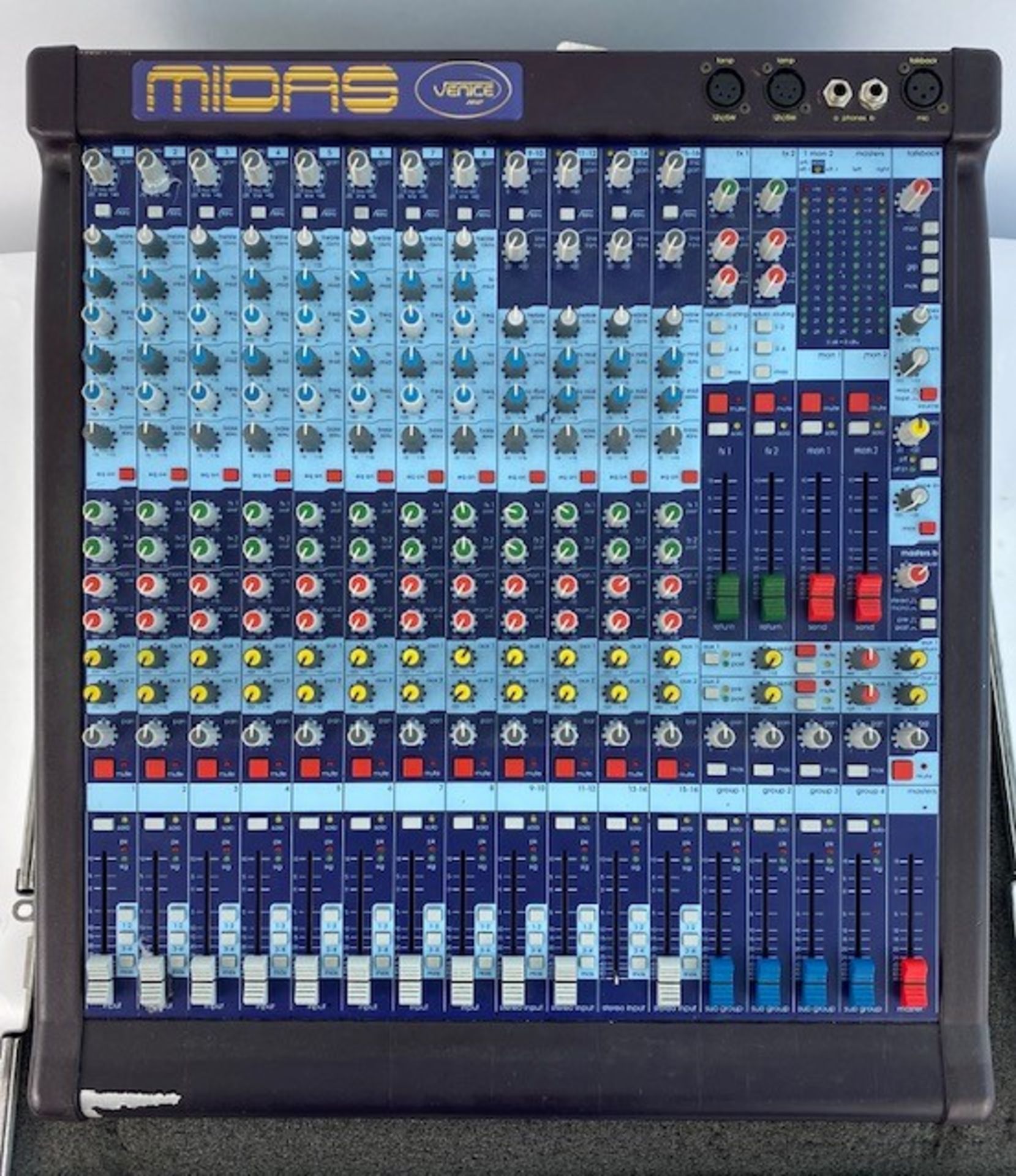 1 x Midas Venice 160 Passive 16 Channel Mixing Desk In Flight Case (1 Channel Needs Repair) - Ref: