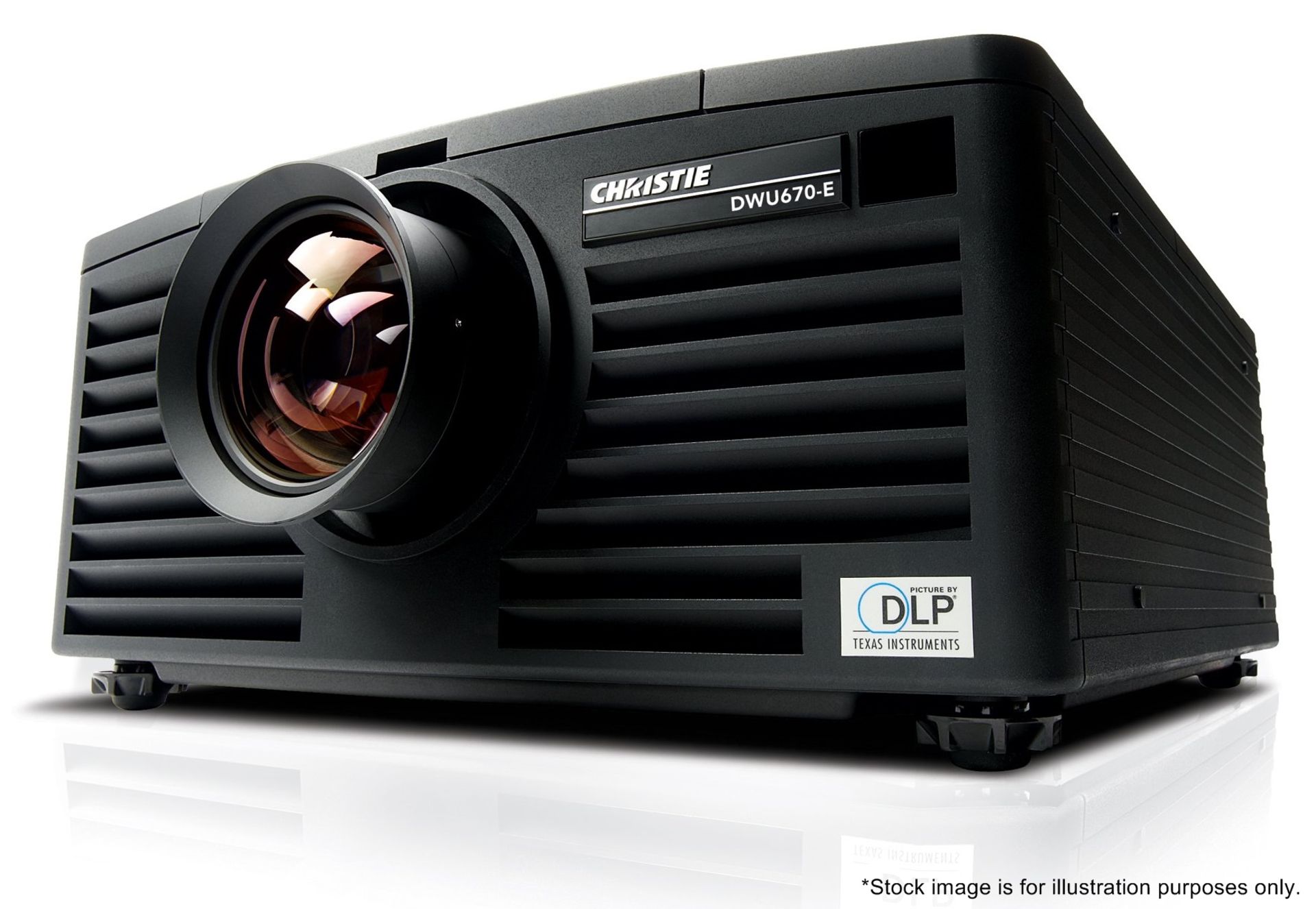 1 x 6K Christie DWU670-E Projector With Remote Control, 2 x Lense Fittings & Power Leads In Flight