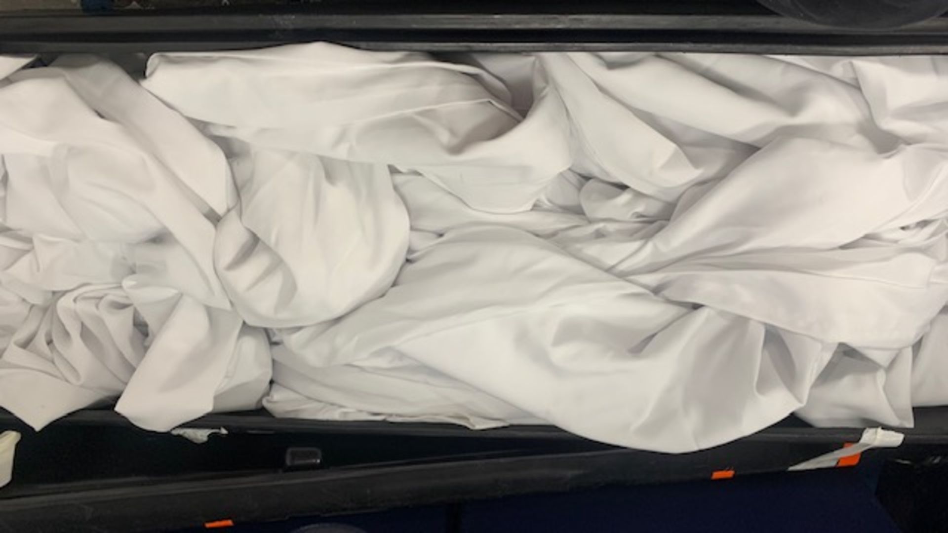 3 x White Fabric Drape 10m x 5m In Hardshell Case - Ref: 875 - CL581 - Location: Altrincham WA14