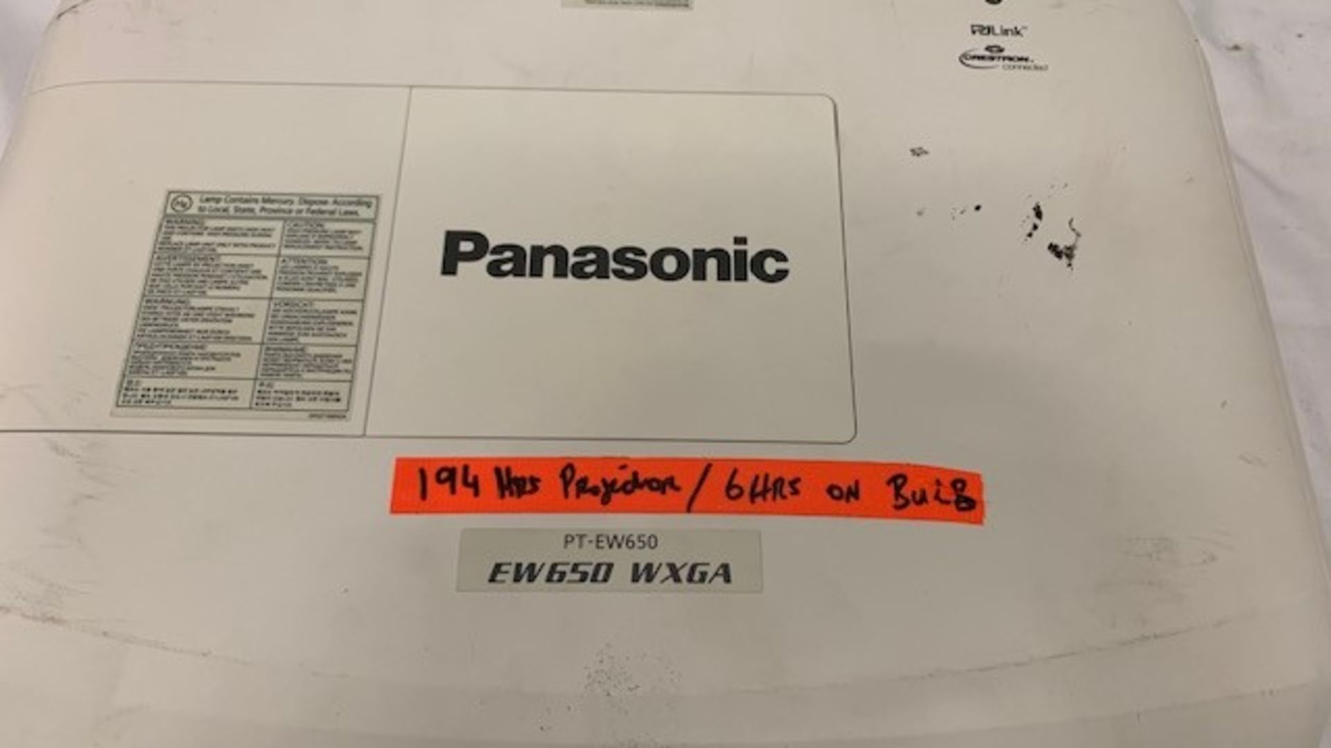 1 x Panasonic PT-EW650 WXGA (194hrs projector and 6hrs lamp) - Ref: 1149 - CL581 - Image 3 of 5