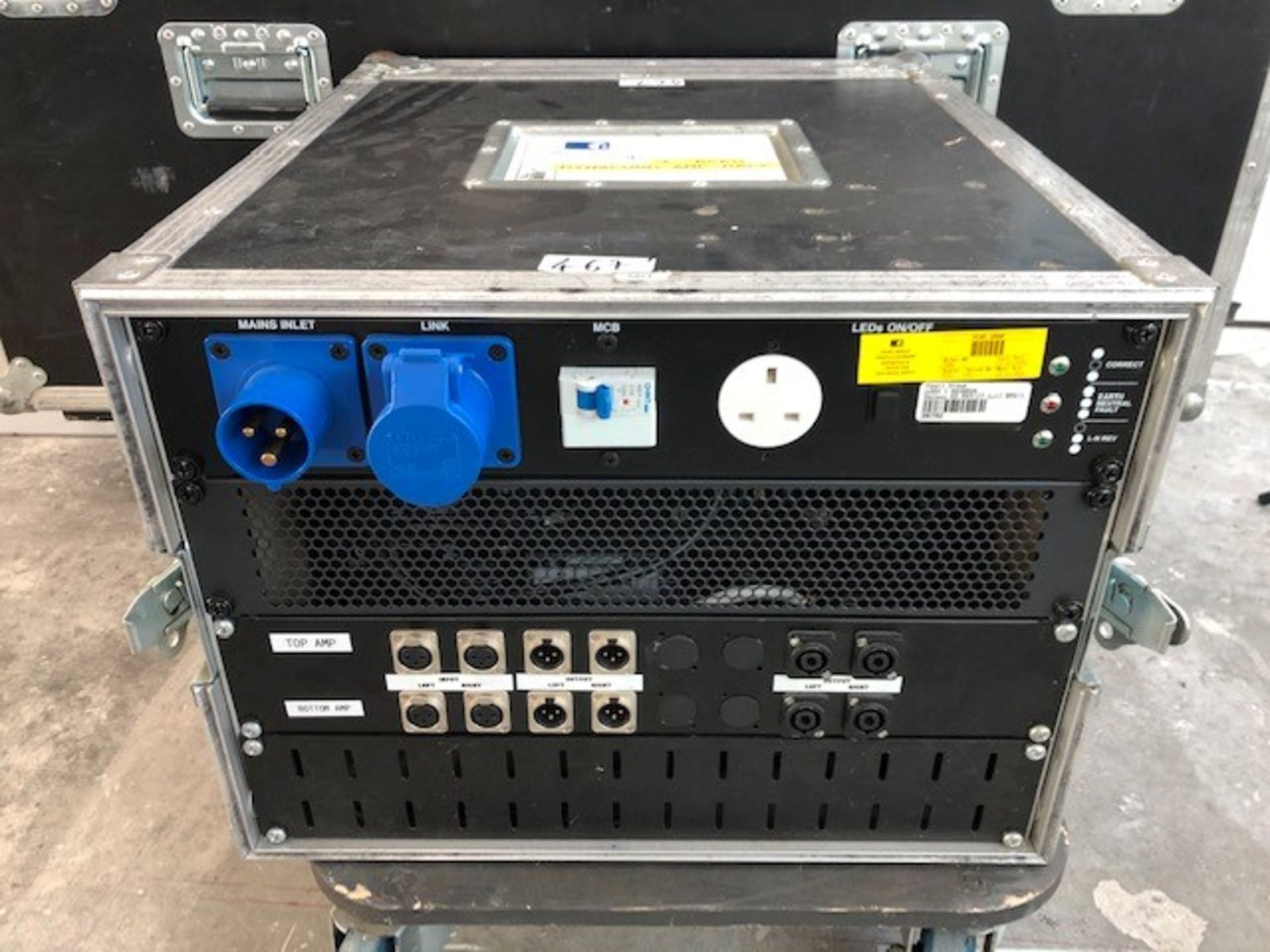 1 x Dynacord Amp Rack, 2 x Dynacord S1200 Amps + Patch Panel & Power Distro In Flight Case - Ref: - Image 2 of 2