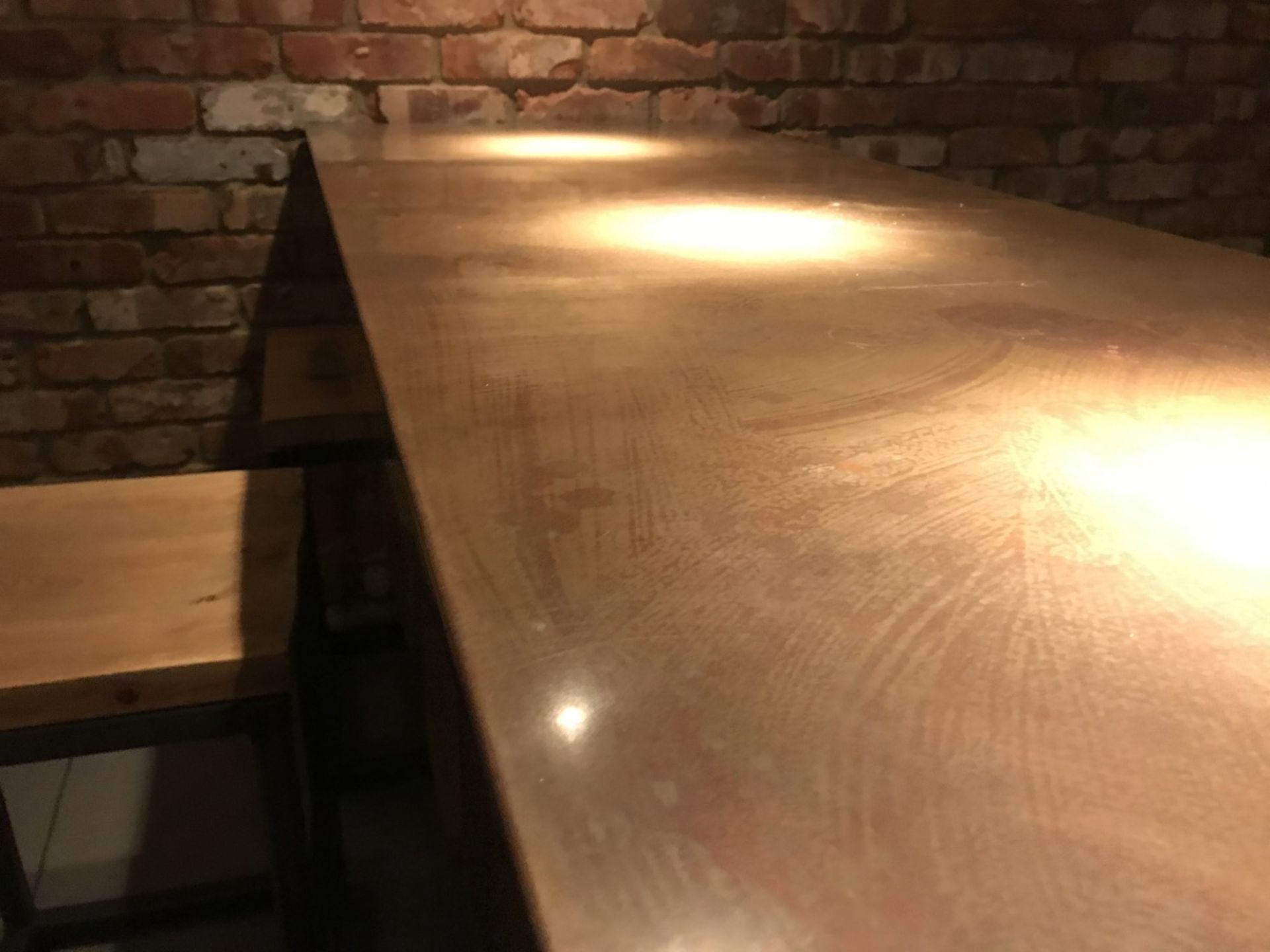 1 x Restaurant Dining Table With Industrial Metal Base and Copper Top - Size H91 x W180 x D70 cms - - Image 3 of 7