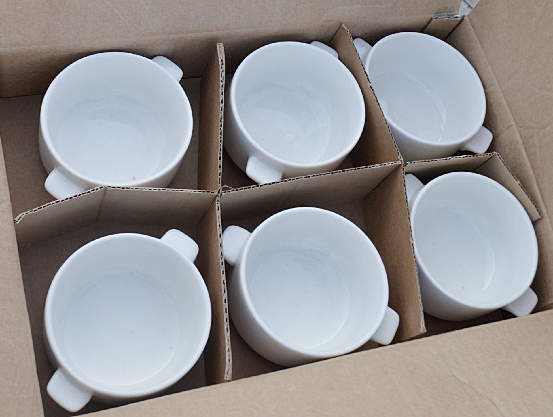 12 x RAK Porcelain Banquet 30cl Ivory Porcelain Lugged Soup Bowl With Handles - Image 2 of 4