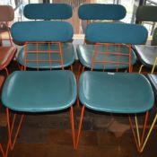 4 x Contemporary Dining Chairs in Green and Orange - Ref: RB140 - CL558 - Location: Altrincham