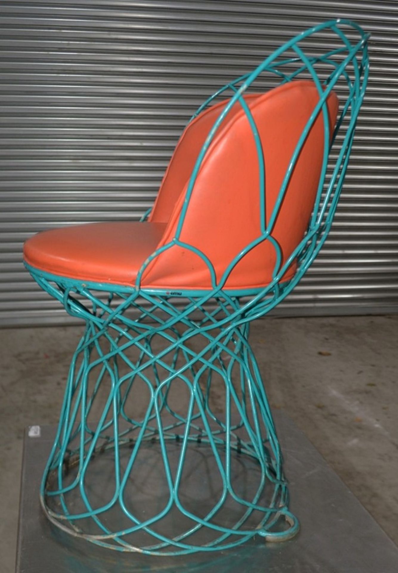 2 x Commercial Outdoor Wire Bistro Chairs With Padded Seats In Orange - Dimensions: H80 x W62 x D45c - Image 3 of 6