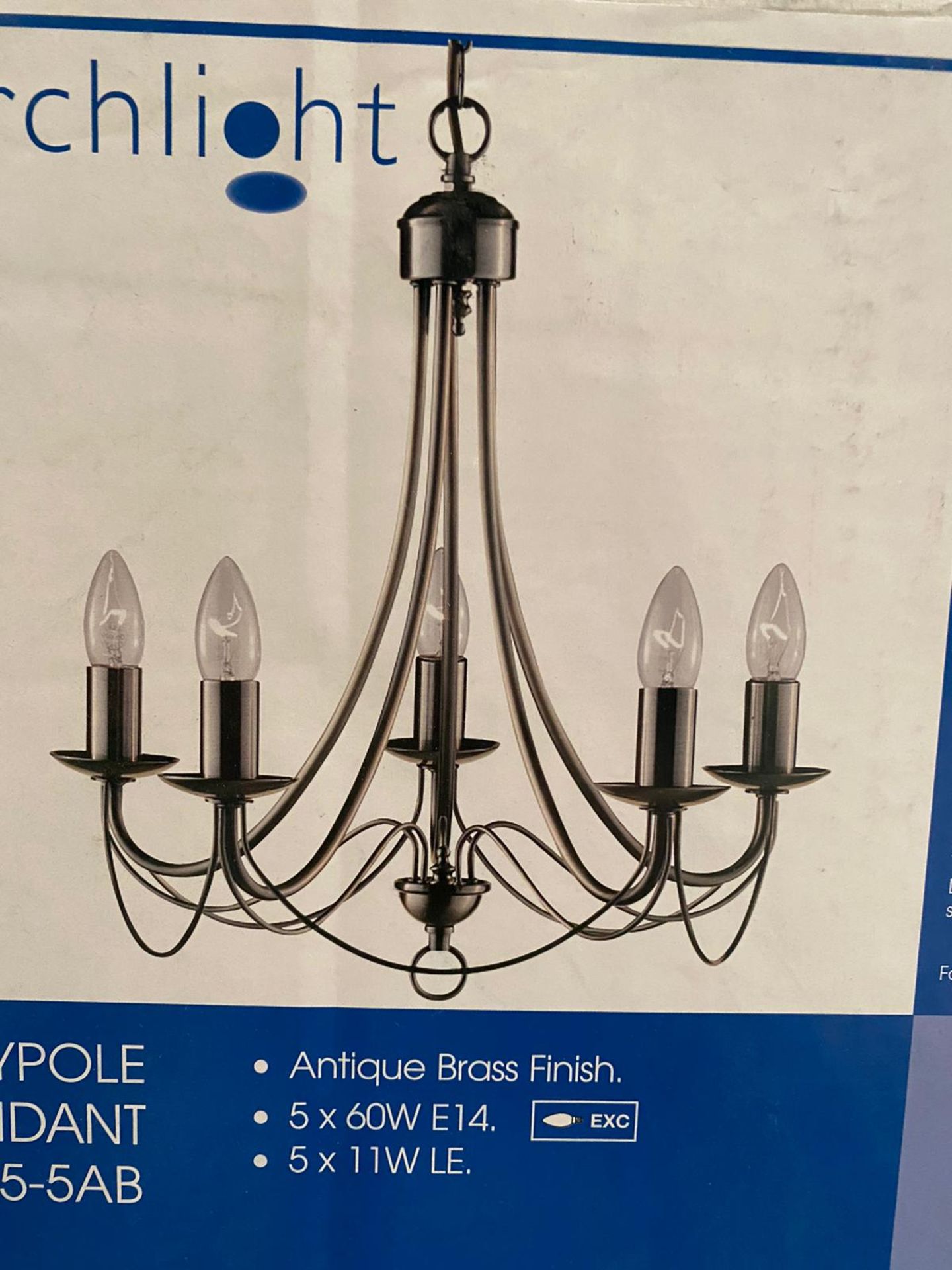 1 x Searchlight Maypole Pendant in Antique Brass- Ref: 6345-5AB - New and Boxed -RRP: £120 - Image 4 of 4