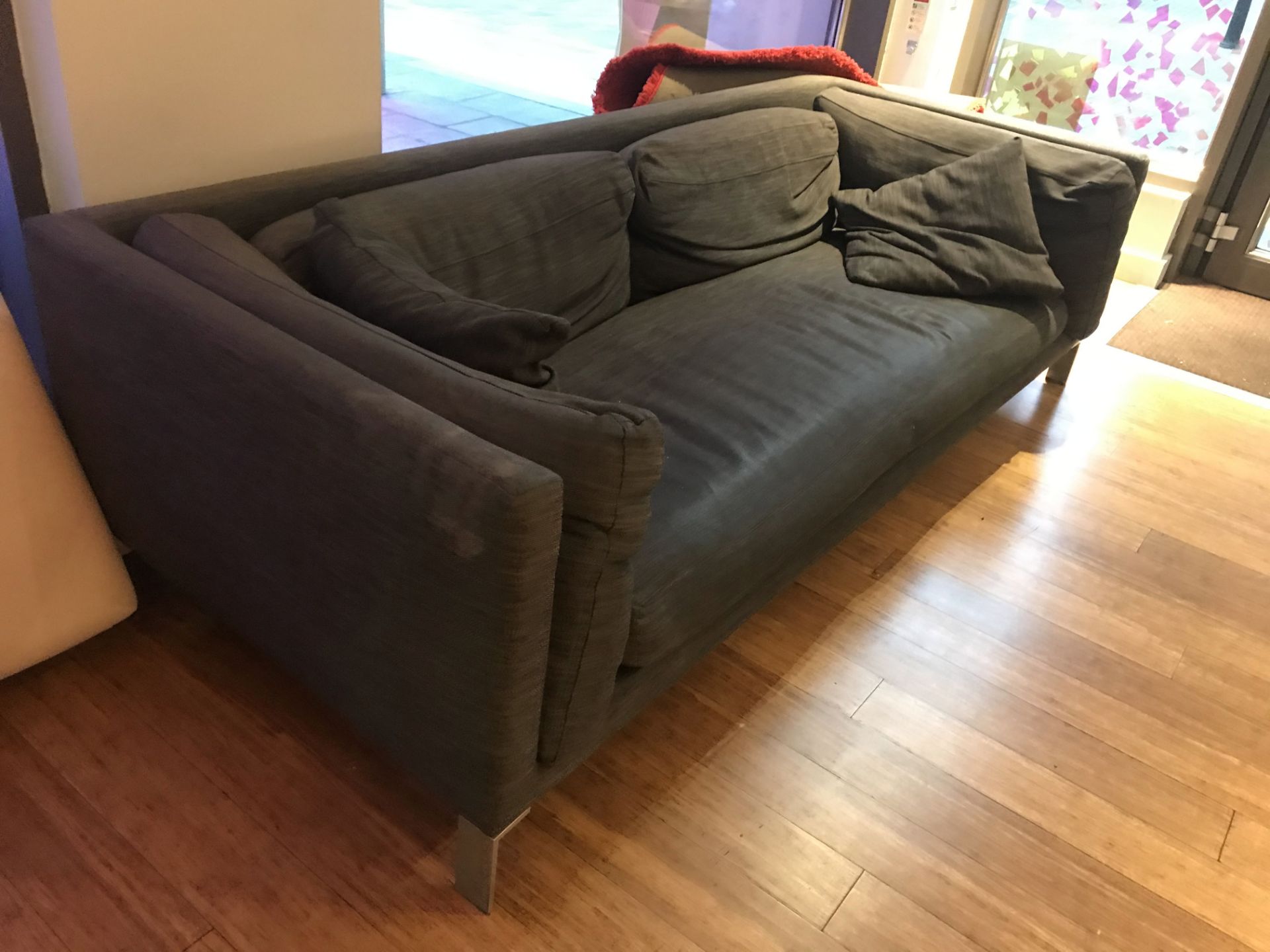 1 x Habitat Newman Four Seater Sofa in Grey With Chrome Feet and Cushions - Ref: 138 - Size H67/33 x - Image 9 of 9