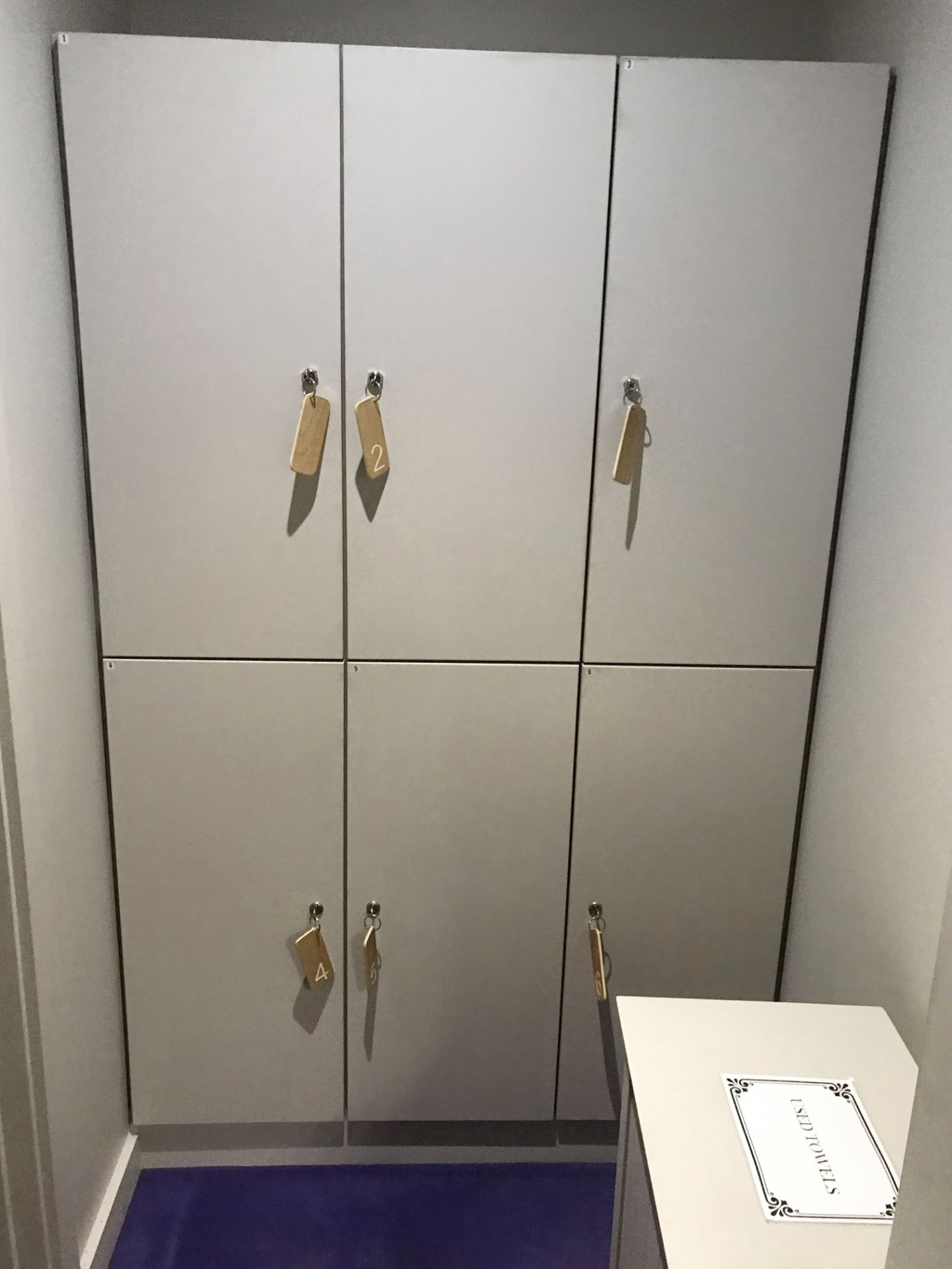 2 x Sets of 6 Lockers With Keys - Wooden Constriction With Laminate Doors - Lot includes Two Units