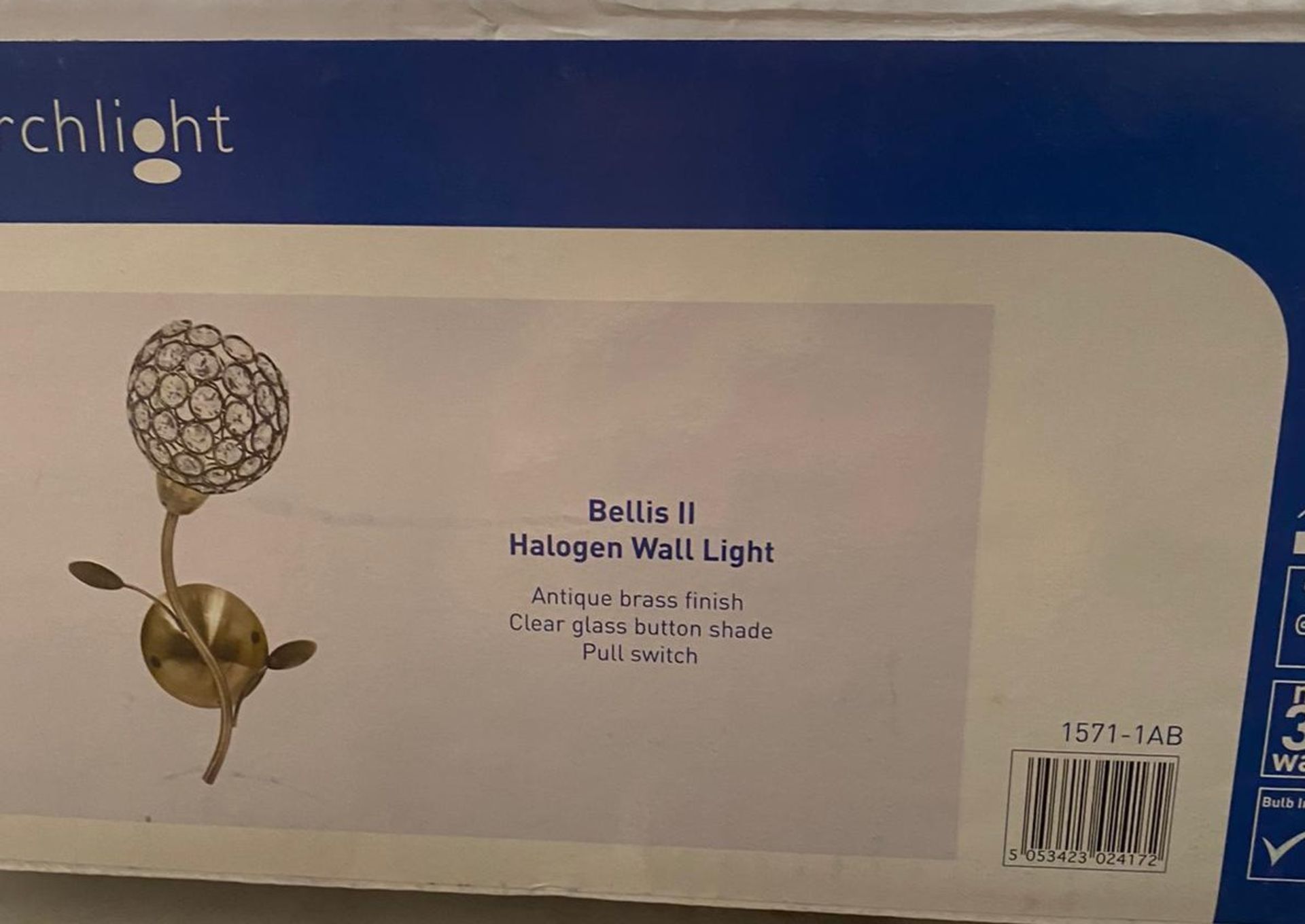 2 x Searchlight Bellis II Halogen in Antique Brass- Ref: 1571-1AB - New And Boxed Stock - RRP: £60