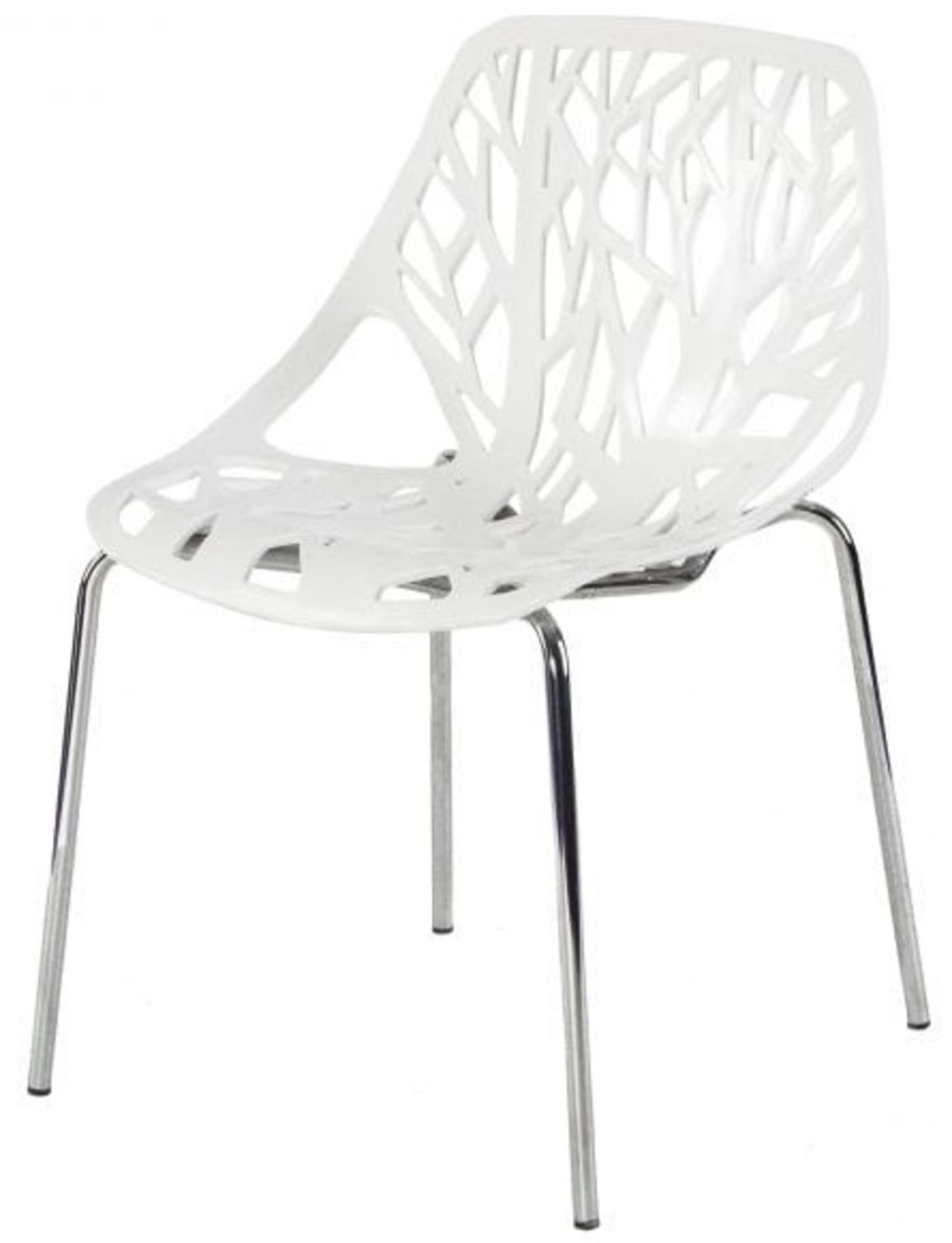 Set Of 4 x LILY Nature-Inspired Dining Chairs - Features A White Moulded Seat With Chrome Legs - - Image 2 of 2