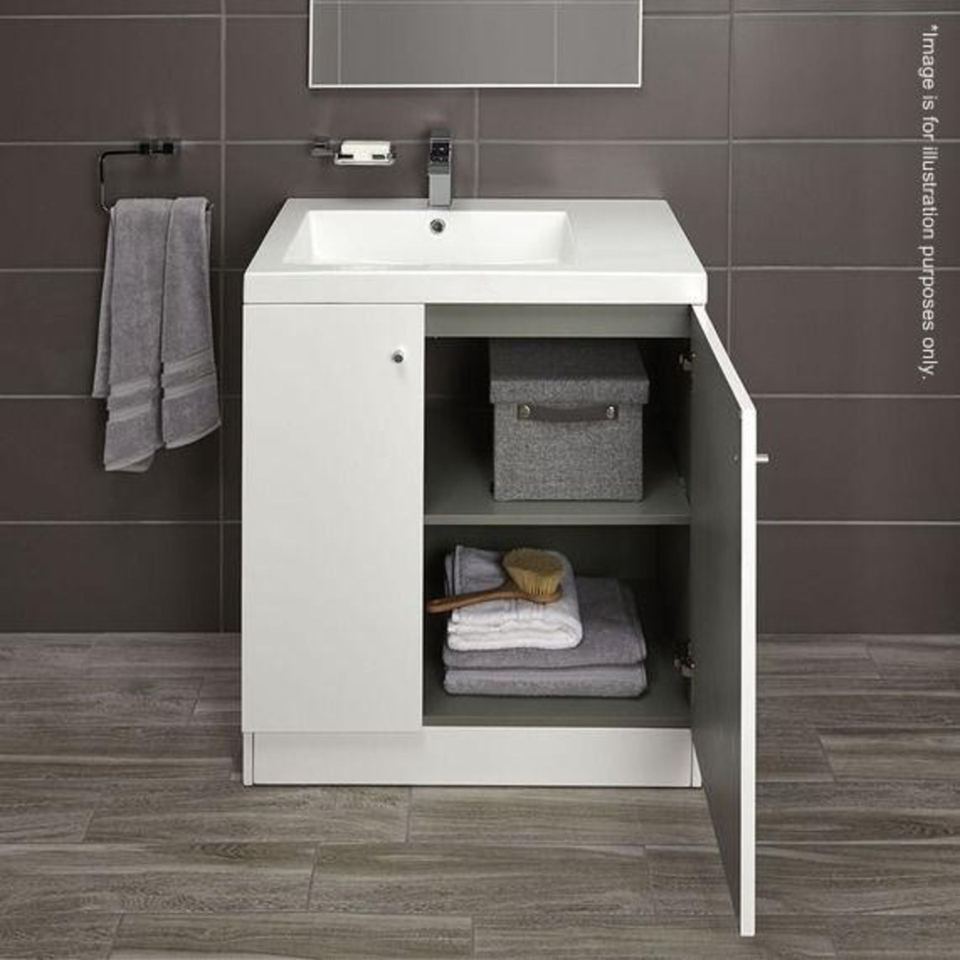 10 x Alpine Duo 750 Floorstanding Vanity Units In Gloss White - Dimensions: H80 x W75 x D49.5cm - - Image 3 of 4