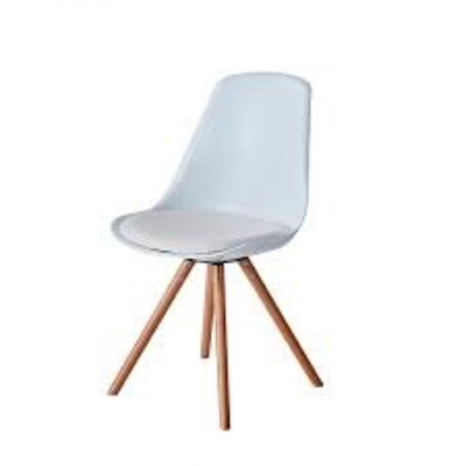 Set of 6 x Contemporary Scandinavian-style Dining Chairs in White - Mid Century Design With Deep Sea - Image 3 of 3