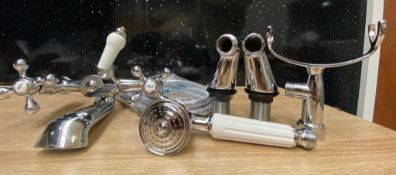 1 x Victorian Basin Pillar Taps And Victorian Bath Shower Mixer And Kit - Original RRP £261.00